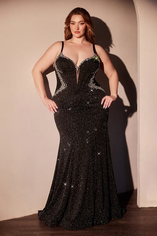 cocktail dresses with high-low skirts for trendy looks --Plus Size Beaded Jersey Gown by Ladivine CM365C cocktail dresses with high-low skirts for trendy looks --Plus Size Beaded Jersey Gown by Ladivine CM365C