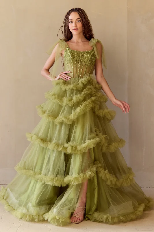 cocktail dresses with floral patterns for spring events --Sleeveless Ruffled Gown by Amelia Couture 8900-FY091124 cocktail dresses with floral patterns for spring events --Sleeveless Ruffled Gown by Amelia Couture 8900-FY091124