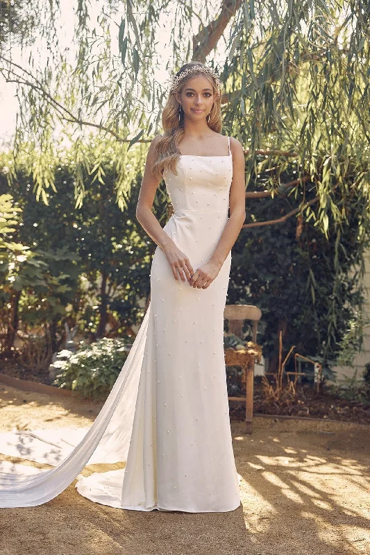 Wedding guest dresses for a laid-back garden wedding -Pearl Beaded Sleeveless Bridal Gown by Nox Anabel QW963 - Outlet Wedding guest dresses for a laid-back garden wedding -Pearl Beaded Sleeveless Bridal Gown by Nox Anabel QW963 - Outlet