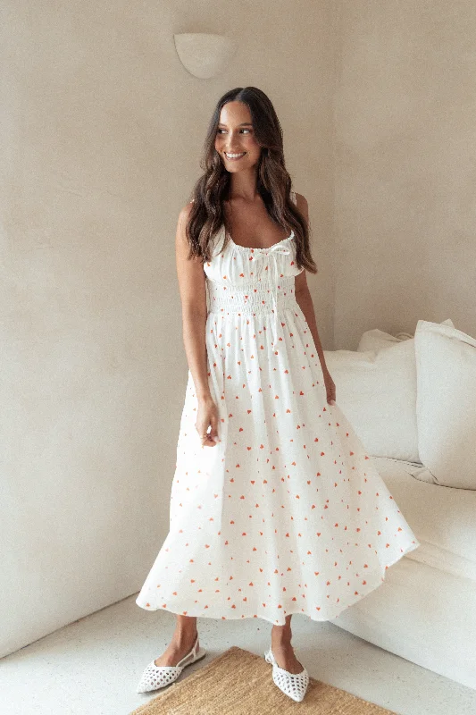 Glamorous party dresses with rhinestone details -Auguste Midi Dress - Ditsy Heart