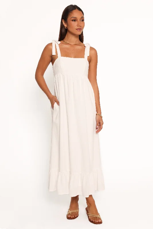 Graduation dresses with pockets for practicality -Edison Midi Dress - White