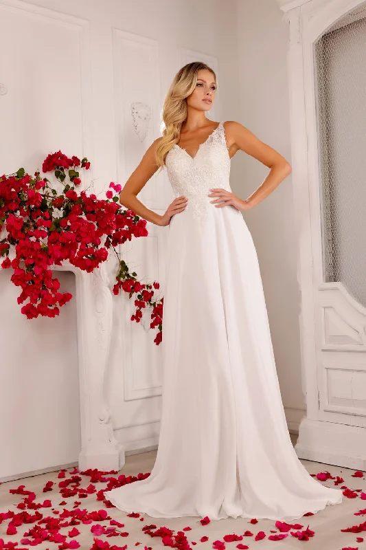 Minimalist wedding guest dresses for modern elegance -Sleeveless Chiffon Bridal Gown by Abby Lane 97140 Minimalist wedding guest dresses for modern elegance -Sleeveless Chiffon Bridal Gown by Abby Lane 97140