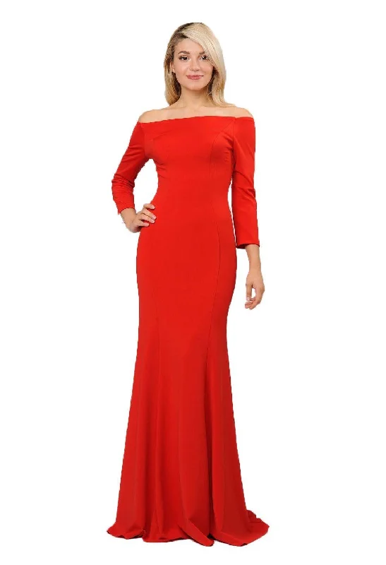 bridesmaid dresses with sequins for glamorous receptions --Off the Shoulder Gown with Long Sleeves by Poly USA 8378 bridesmaid dresses with sequins for glamorous receptions --Off the Shoulder Gown with Long Sleeves by Poly USA 8378