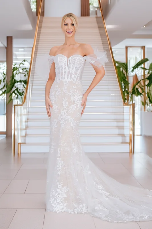 cocktail dresses with velvet finishes for winter warmth --Off Shoulder Bridal Mermaid Dress by Amelia Couture WL0100