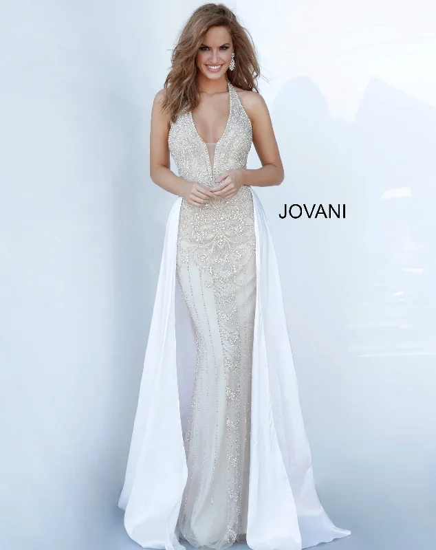 formal dresses with pockets for convenience and style --Beaded Halter Overskirt Gown by Jovani 3698 formal dresses with pockets for convenience and style --Beaded Halter Overskirt Gown by Jovani 3698