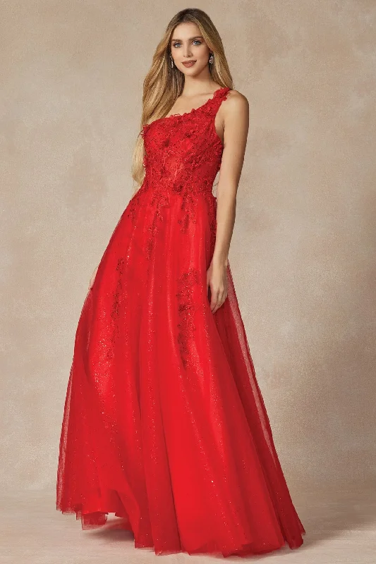 cocktail dresses with open backs for summer parties --3D Floral One Shoulder A-line Gown by Juliet 298 cocktail dresses with open backs for summer parties --3D Floral One Shoulder A-line Gown by Juliet 298