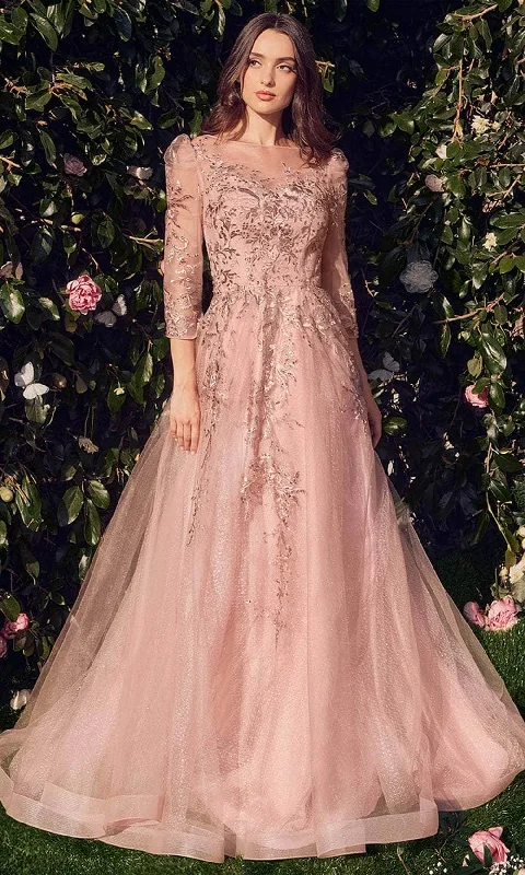 Andrea and Leo A1352 - Quarter Sleeve Tulle Long Gown