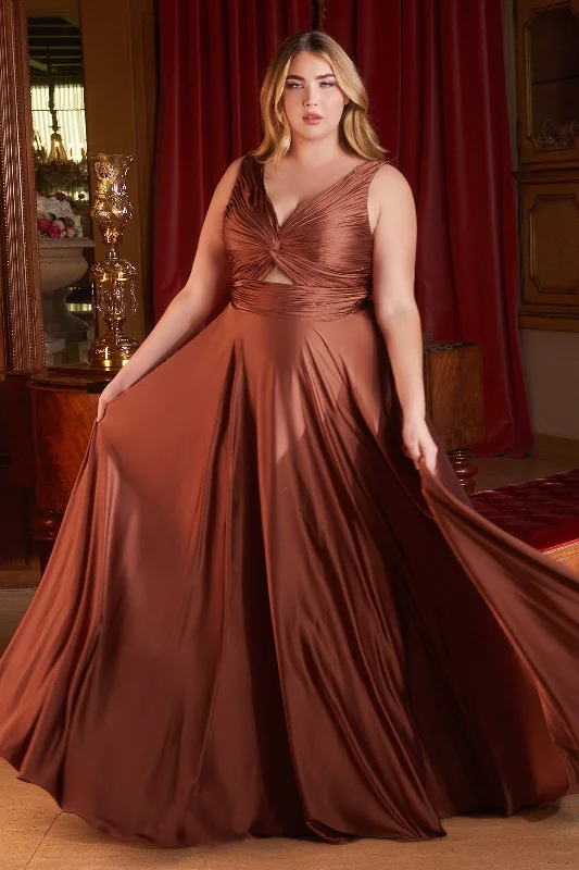 bridesmaid dresses with satin fabric for smooth finish --Plus Size Satin Sleeveless Keyhole Gown by Ladivine 7497C bridesmaid dresses with satin fabric for smooth finish --Plus Size Satin Sleeveless Keyhole Gown by Ladivine 7497C