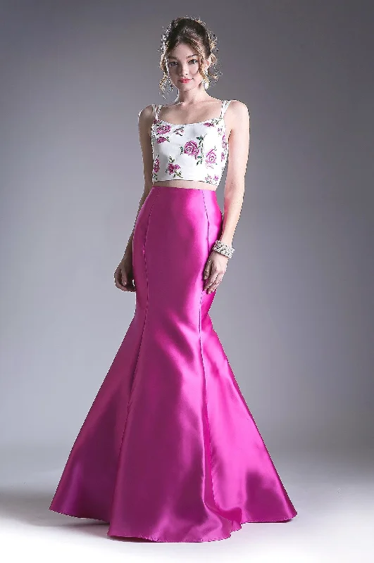 Wedding guest dresses for formal and stylish events -Floral Applique 2 Piece Mermaid Dress by Cinderella Divine KC1737 Wedding guest dresses for formal and stylish events -Floral Applique 2 Piece Mermaid Dress by Cinderella Divine KC1737