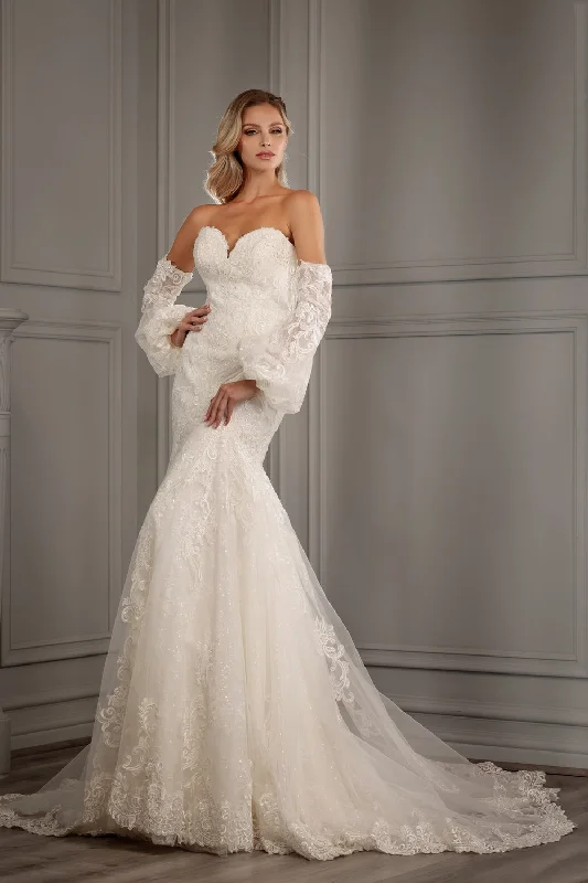 Elegant wedding guest dresses for church ceremonies -Puff Sleeve Mermaid Bridal Gown by Abby Lane 97133 Elegant wedding guest dresses for church ceremonies -Puff Sleeve Mermaid Bridal Gown by Abby Lane 97133