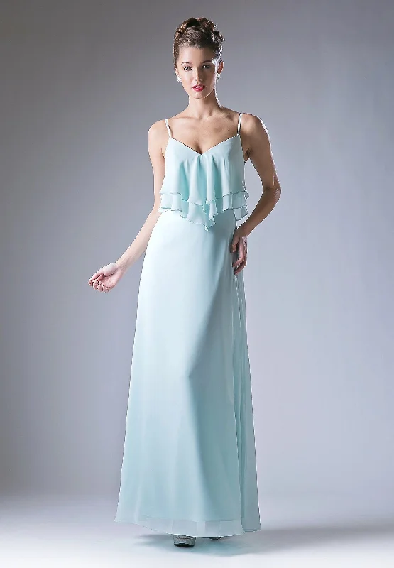 Fun and flirty wedding guest dresses for a celebration vibe -Long Chiffon Flounce Dress by Cinderella Divine CH537 Fun and flirty wedding guest dresses for a celebration vibe -Long Chiffon Flounce Dress by Cinderella Divine CH537