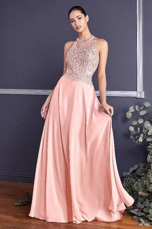 Short wedding guest dresses that are perfect for afternoon events -Applique Long Illusion Dress by Cinderella Divine UJ0120 Short wedding guest dresses that are perfect for afternoon events -Applique Long Illusion Dress by Cinderella Divine UJ0120