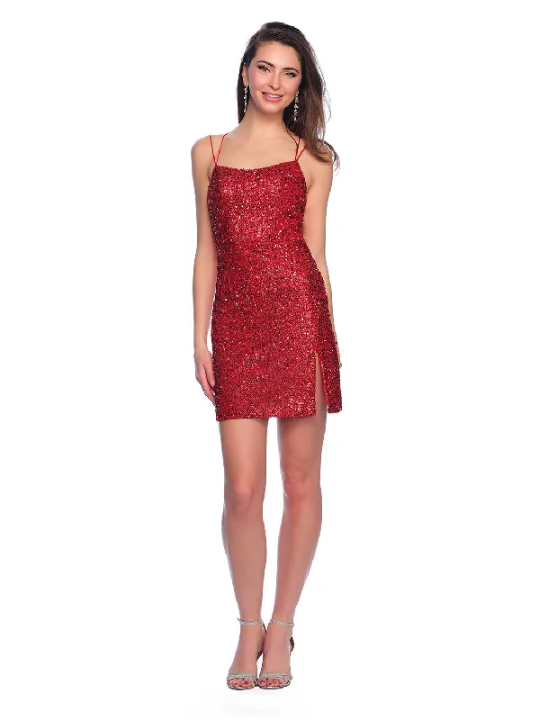 Graduation dresses with a high neckline for modest elegance -Short Cocktail Dress by Dave and Johnny 11760