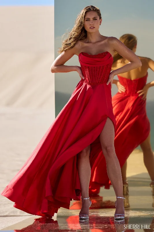 formal dresses with satin sashes for waist accentuation --56828