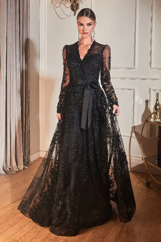 Wedding guest dresses with minimalist patterns for understated elegance -Embellished Long Sleeve Gown by Cinderella Divine CD233 - Outlet Wedding guest dresses with minimalist patterns for understated elegance -Embellished Long Sleeve Gown by Cinderella Divine CD233 - Outlet