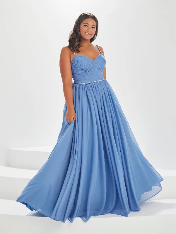 Wedding guest dresses with wrap-around designs for a timeless look -Plus Size Pleated Chiffon Gown by Tiffany Designs 16036 Wedding guest dresses with wrap-around designs for a timeless look -Plus Size Pleated Chiffon Gown by Tiffany Designs 16036