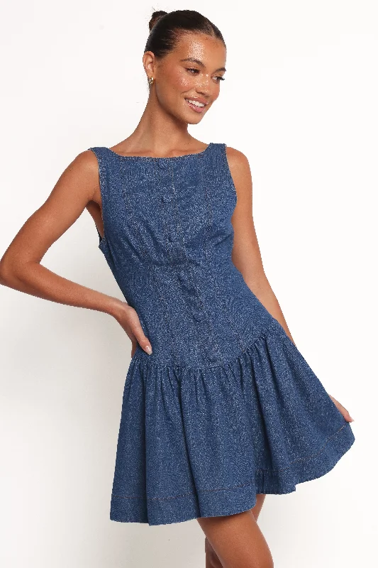 Spring dresses for a fun day out with friends -Tiziana Mini Dress - Indigo Denim
