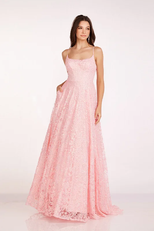 cocktail dresses with mesh sleeves for subtle coverage --Embroidered Sleeveless Gown by Abby Paris 90233