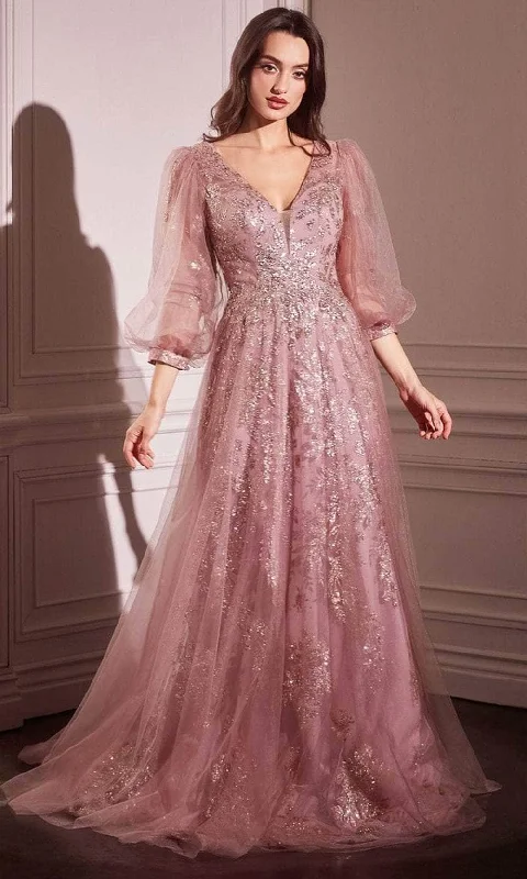Ladivine CD0102 - Long Sleeve Applique Gown