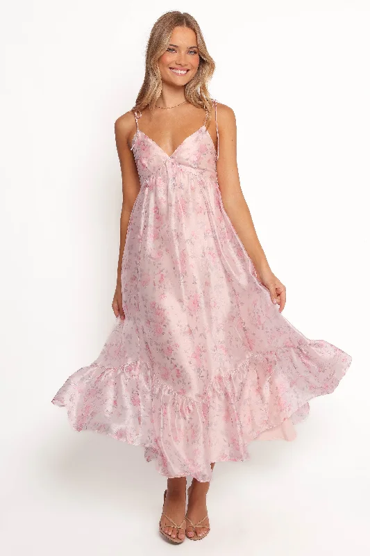 Wedding guest dresses with a high neckline for added elegance -Xanthe Maxi Dress - Pink Floral Wedding guest dresses with a high neckline for added elegance -Xanthe Maxi Dress - Pink Floral