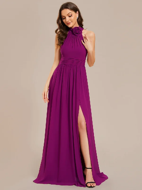 formal dresses with embroidered beadwork for luxury appeal --Wholesale Chiffon Halter Neckline Sleeveless Evening Dresses formal dresses with embroidered beadwork for luxury appeal --Wholesale Chiffon Halter Neckline Sleeveless Evening Dresses