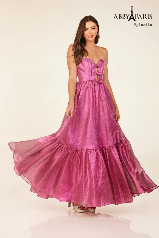 cocktail dresses with floral lace for romantic style --Strapless Bow Tea Length Dress by Abby Paris 90291 cocktail dresses with floral lace for romantic style --Strapless Bow Tea Length Dress by Abby Paris 90291