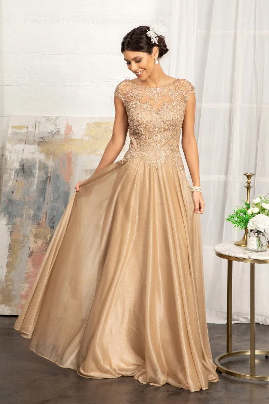 Wedding guest dresses in emerald green for a pop of color -Applique Cap Sleeve Chiffon Gown by Elizabeth K GL3068 Wedding guest dresses in emerald green for a pop of color -Applique Cap Sleeve Chiffon Gown by Elizabeth K GL3068