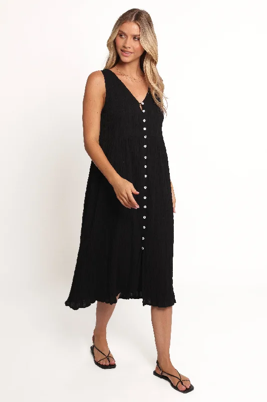Spring dresses with pockets for practicality -Sam Midi Dress - Black
