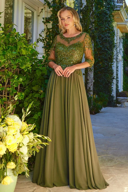 Short and sweet wedding guest dresses for casual occasions -Chiffon Mid-Sleeve A-line Gown by GLS Gloria GL3599 Short and sweet wedding guest dresses for casual occasions -Chiffon Mid-Sleeve A-line Gown by GLS Gloria GL3599