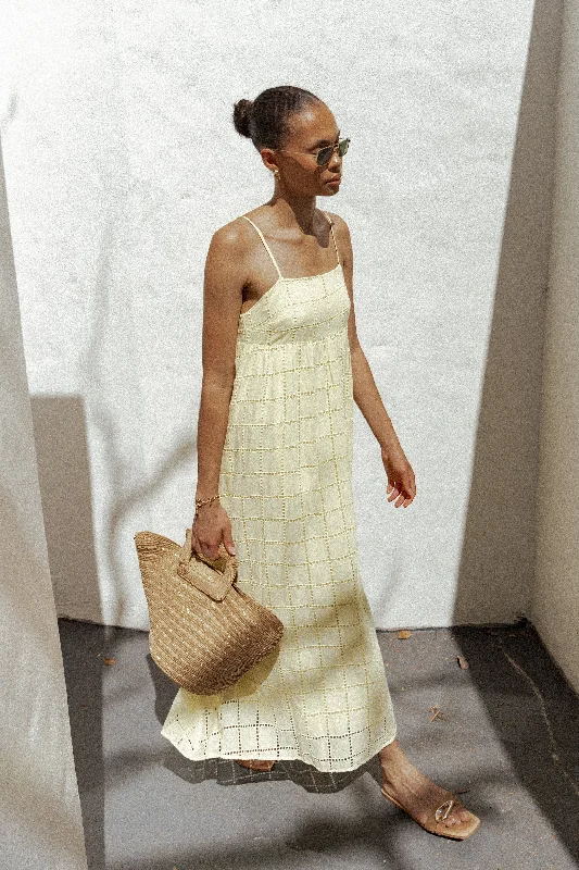 Trendy metallic party dresses for women -Alyah Maxi Dress - Butter Yellow