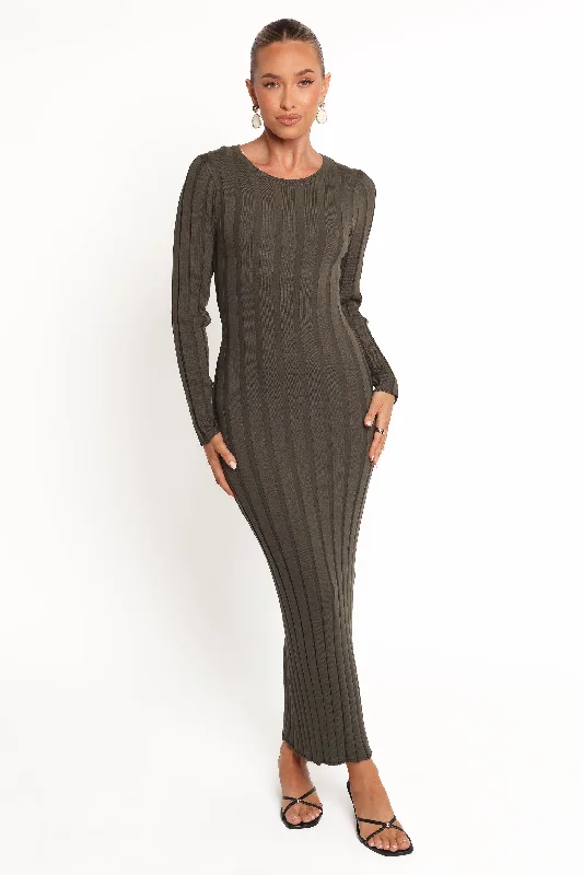 Spring dresses with pleated skirts for a graceful look -Carlson Maxi Dress - Olive