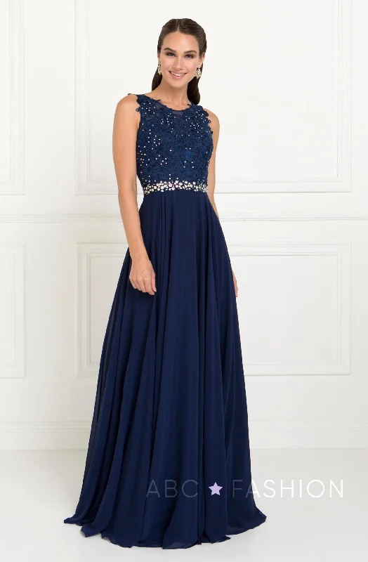 Affordable wedding guest dresses for every occasion and budget -Long Applique Chiffon Dress by Elizabeth K GL2417 Affordable wedding guest dresses for every occasion and budget -Long Applique Chiffon Dress by Elizabeth K GL2417