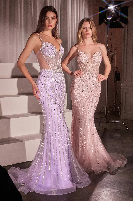 cocktail dresses with pleated skirts for elegant flow --Beaded Fitted Sleeveless Gown by Ladivine CD759 cocktail dresses with pleated skirts for elegant flow --Beaded Fitted Sleeveless Gown by Ladivine CD759