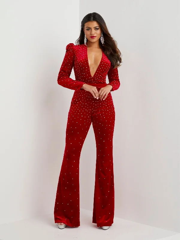 cocktail dresses with pleated skirts for elegant flow --Beaded Velvet Long Sleeve Jumpsuit by Panoply 14125 cocktail dresses with pleated skirts for elegant flow --Beaded Velvet Long Sleeve Jumpsuit by Panoply 14125