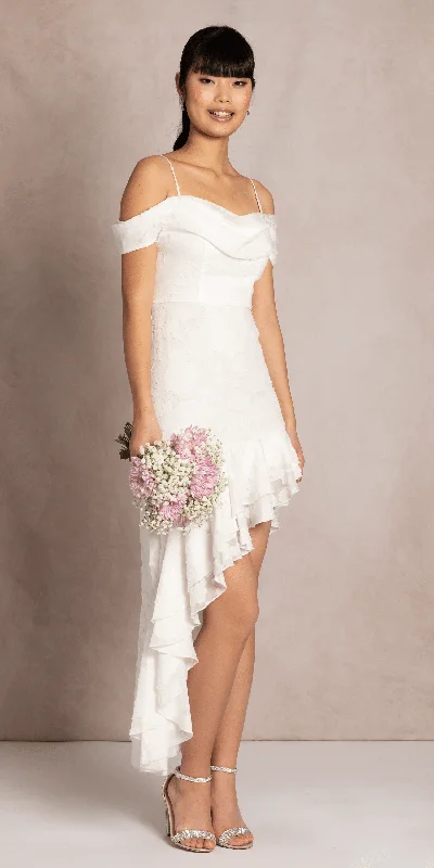 Stylish graduation dresses with pleated skirts for movement -Chiffon Off the Shoulder Drape Asymmetrical Dress Stylish graduation dresses with pleated skirts for movement -Chiffon Off the Shoulder Drape Asymmetrical Dress