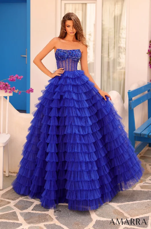 formal dresses for holiday parties in jewel tones --Tulle Strapless A-line Ruffled Gown by Amarra 88297 formal dresses for holiday parties in jewel tones --Tulle Strapless A-line Ruffled Gown by Amarra 88297