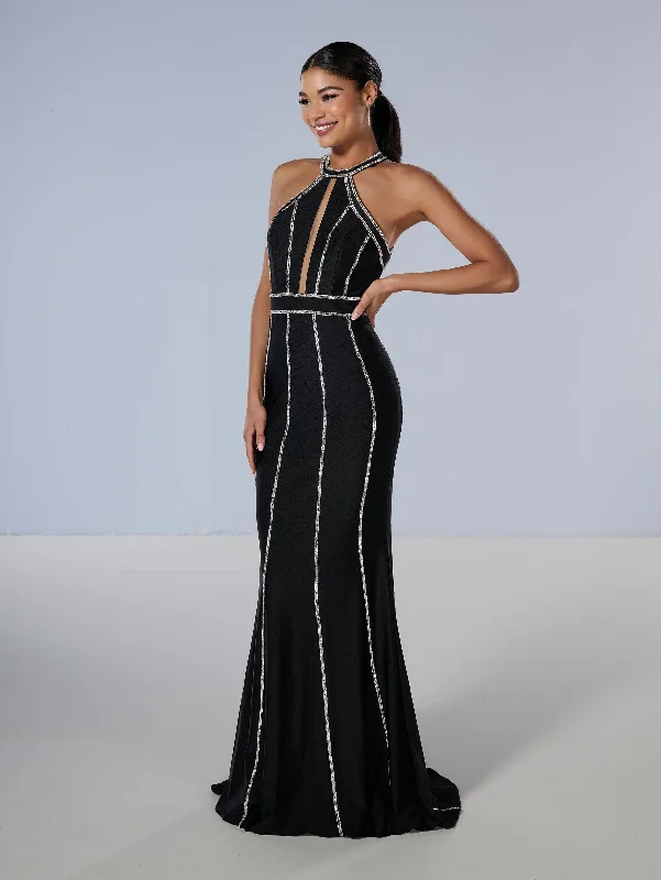 formal dresses for business galas with sleek designs --Beaded Jersey Fitted Halter Gown by Tiffany Designs 16200 formal dresses for business galas with sleek designs --Beaded Jersey Fitted Halter Gown by Tiffany Designs 16200