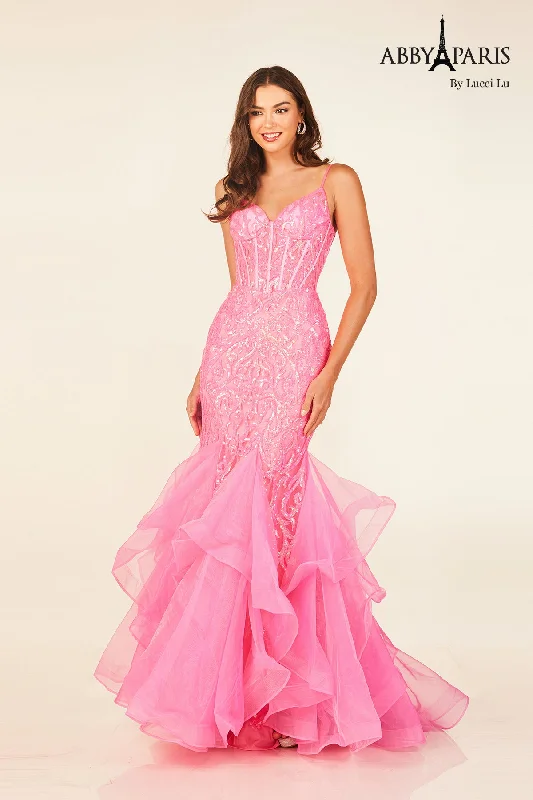cocktail dresses with beaded straps for sparkle --Sleeveless Ruffled Mermaid Gown by Abby Paris 90331 cocktail dresses with beaded straps for sparkle --Sleeveless Ruffled Mermaid Gown by Abby Paris 90331