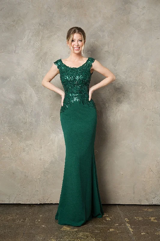 Wedding guest dresses with tiered skirts for maximum volume -Sequin Embroidered Fitted Cap Sleeve Gown by Juno 0957 Wedding guest dresses with tiered skirts for maximum volume -Sequin Embroidered Fitted Cap Sleeve Gown by Juno 0957