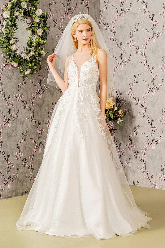 Wedding guest dresses that match well with a floral crown -Floral Applique Sleeveless Bridal Gown by GLS Gloria GL3269 Wedding guest dresses that match well with a floral crown -Floral Applique Sleeveless Bridal Gown by GLS Gloria GL3269