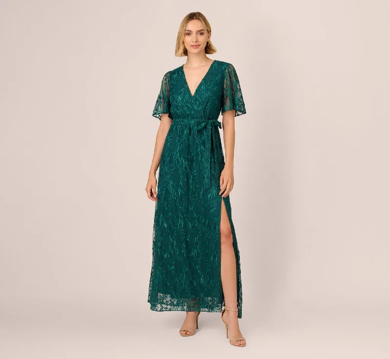 Breezy spring dresses for warm weather vacations -Embroidered Lace Maxi Dress In Hunter