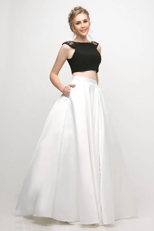 cocktail dresses with pleated skirts for elegant flow --Long Off Shoulder Two-Piece Dress by Cinderella Divine CA316 cocktail dresses with pleated skirts for elegant flow --Long Off Shoulder Two-Piece Dress by Cinderella Divine CA316