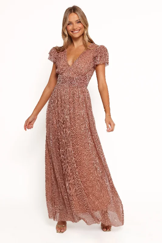 formal dresses with detachable capes for dramatic effect --Cressida Maxi Dress - Rose Gold formal dresses with detachable capes for dramatic effect --Cressida Maxi Dress - Rose Gold
