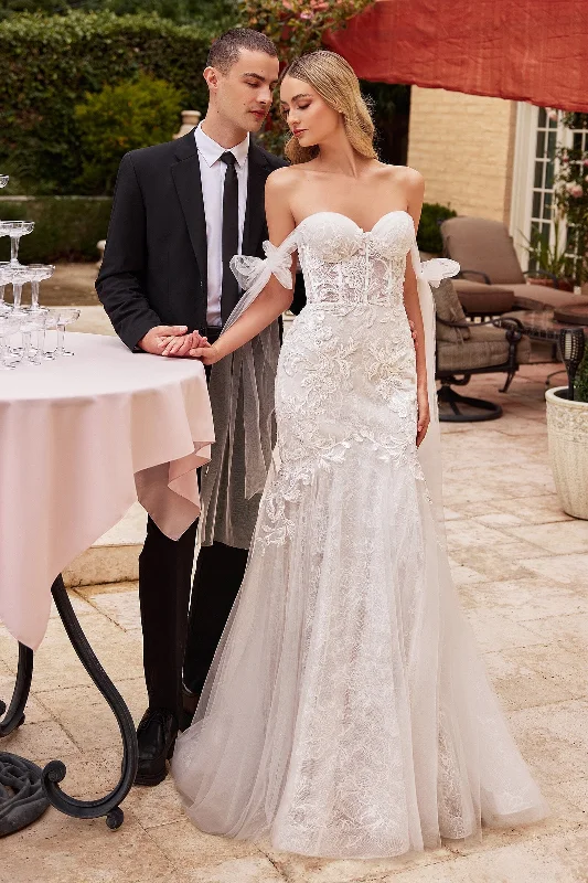 formal dresses for winter galas with fur collars --Off Shoulder Lace Mermaid Bridal Gown by Ladivine CB125W formal dresses for winter galas with fur collars --Off Shoulder Lace Mermaid Bridal Gown by Ladivine CB125W