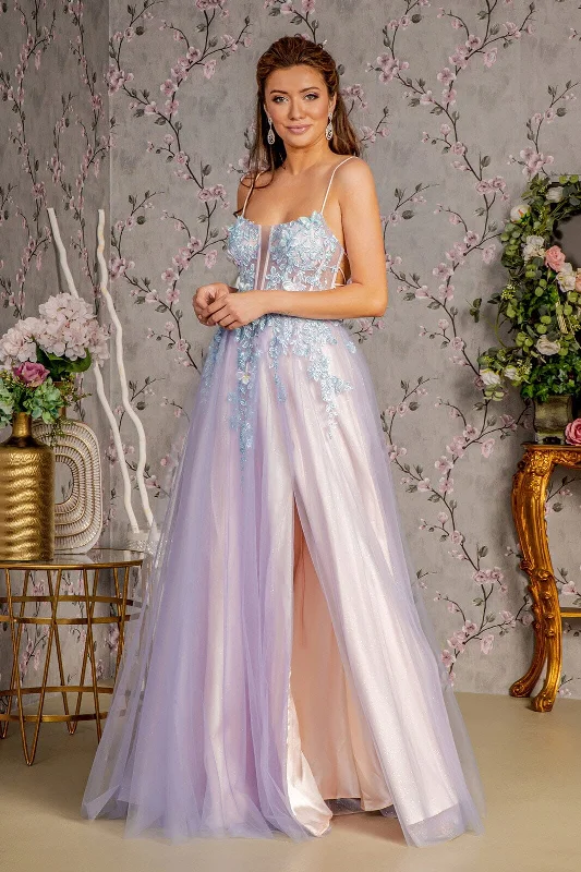 cocktail dresses with floral appliques for spring vibes --3D Butterfly Sleeveless Two-Tone Gown by GLS Gloria GL3252 cocktail dresses with floral appliques for spring vibes --3D Butterfly Sleeveless Two-Tone Gown by GLS Gloria GL3252