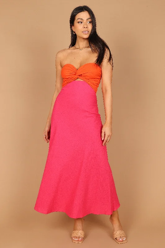 Stylish wedding guest dresses for garden parties -Rosetta Dress - Fuchsia/Orange