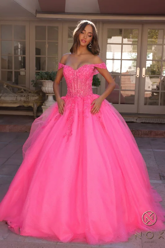 formal dresses for tall women with high slits --Applique Off Shoulder Corset Ball Gown by Nox Anabel H1349 formal dresses for tall women with high slits --Applique Off Shoulder Corset Ball Gown by Nox Anabel H1349