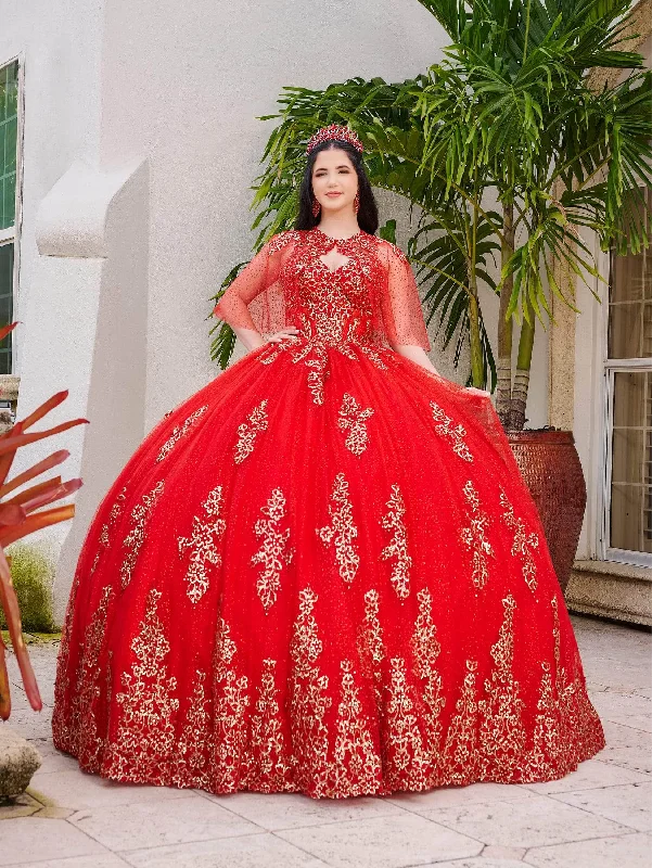 Lizluo Fiesta 56519 - Metallic Floral Applique Sleeveless Ballgown