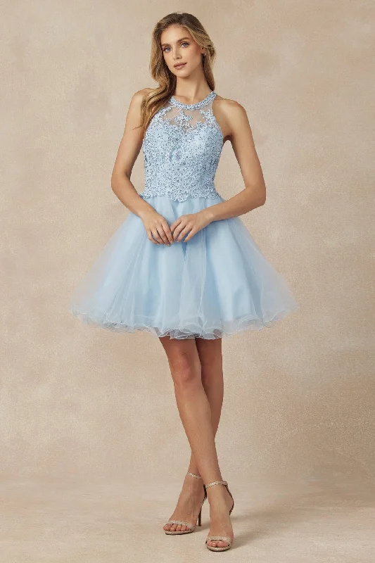 RLace Applique Short Halter Dress by Juliet 826