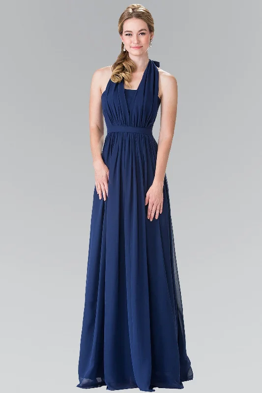 bridesmaid dresses with satin belts for waist accentuation --Long V-Neck Chiffon Halter Dress by Elizabeth K GL2362 bridesmaid dresses with satin belts for waist accentuation --Long V-Neck Chiffon Halter Dress by Elizabeth K GL2362
